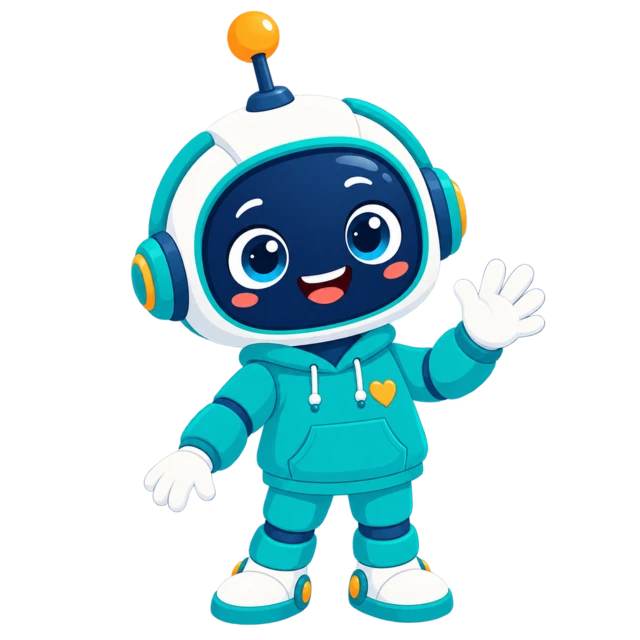 Wondopia’s joyful robot companion waves hello.